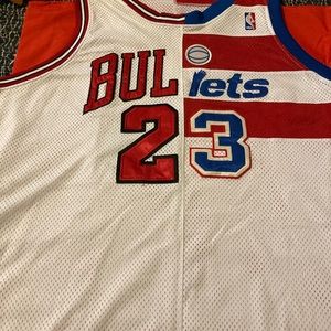 Authentic Vintage Michael Jordan Split Basketball Jersey Bulls/Bullets Sz 56/3XL